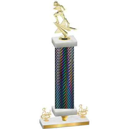 Premium Single Black Carbon Fiber Third Place Football Trophy
