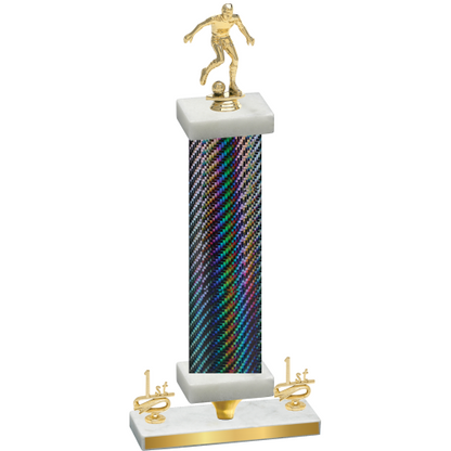 Premium Single Black Carbon Fiber First Place Soccer Trophy