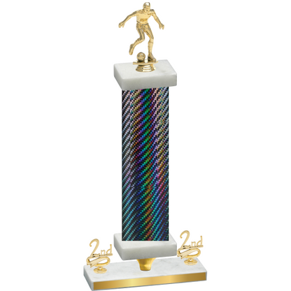 Premium Single Black Carbon Fiber Second Place Soccer Trophy