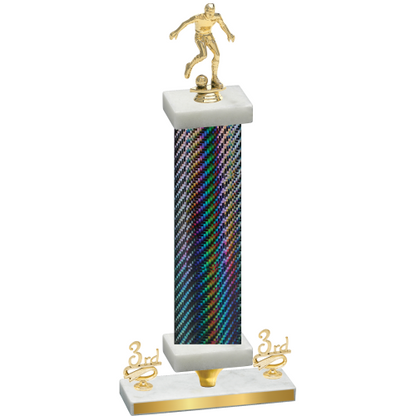 Premium Single Black Carbon Fiber Third Place Soccer Trophy