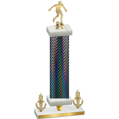 Premium Single Black Carbon Fiber Victory Soccer Trophy