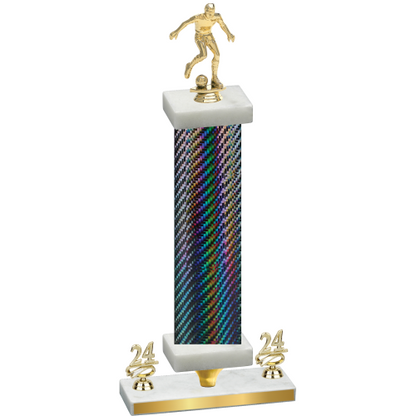 Premium Single Black Carbon Fiber Year Soccer Trophy