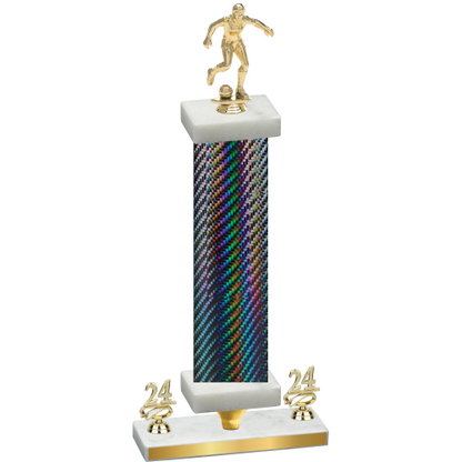 Premium Single Black Carbon Fiber Year Soccer Trophy