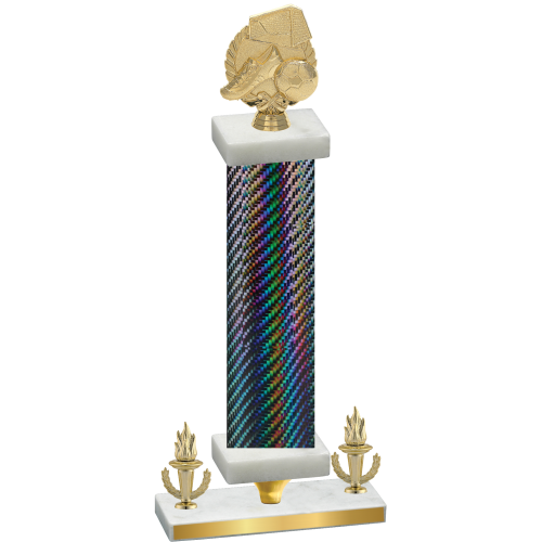 Premium Single Black Carbon Fiber Victory Soccer Trophy