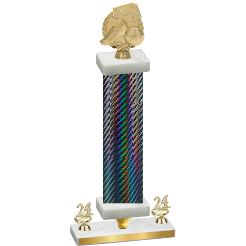 Premium Single Black Carbon Fiber Year Soccer Trophy