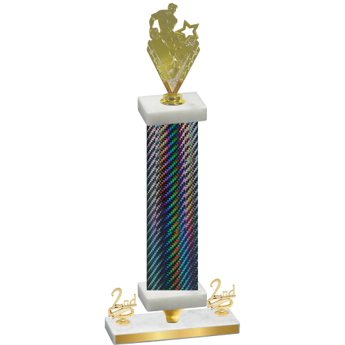 Premium Single Black Carbon Fiber Second Place Rugby Trophy