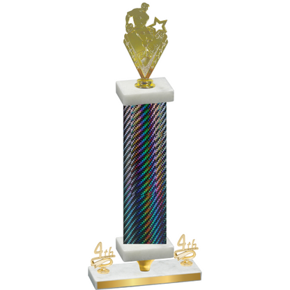 Premium Single Black Carbon Fiber Fourth Place Rugby Trophy