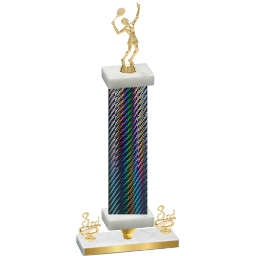 Premium Single Black Carbon Fiber Third Place Tennis Trophy