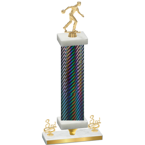 Premium Single Black Carbon Fiber Third Place Bowling Trophy