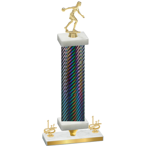 Premium Single Black Carbon Fiber First Place Bowling Trophy