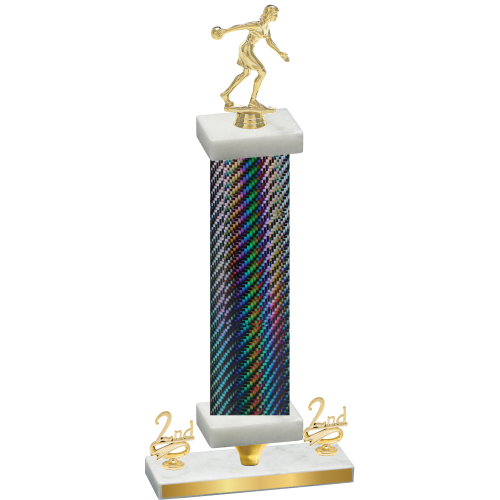 Premium Single Black Carbon Fiber Second Place Bowling Trophy