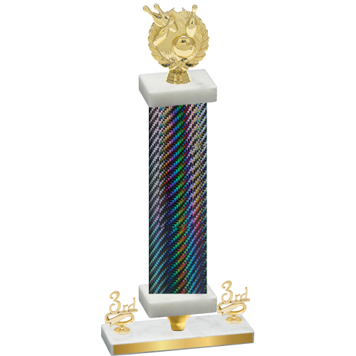 Premium Single Black Carbon Fiber Third Place Bowling Trophy
