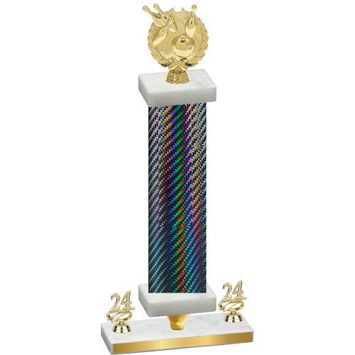 Premium Single Black Carbon Fiber Year Bowling Trophy