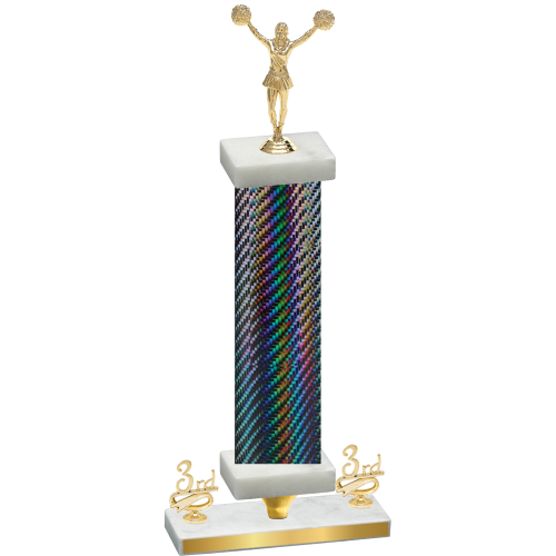 Premium Single Black Carbon Fiber Third Place Cheerleading Trophy