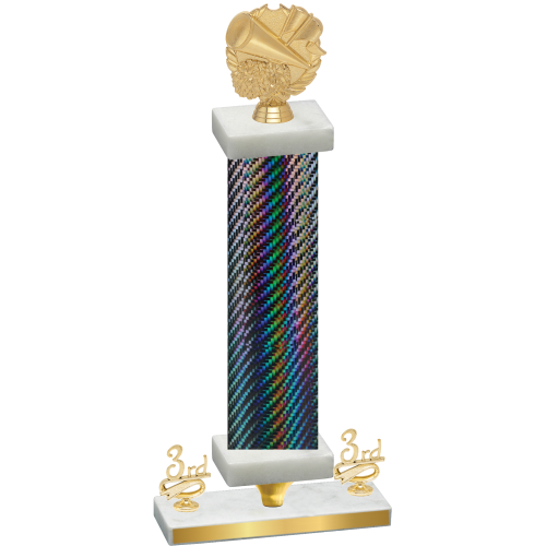 Premium Single Black Carbon Fiber Third Place Cheerleading Trophy