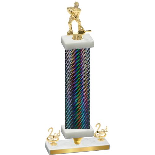 Premium Single Black Carbon Fiber Second Place Hockey Trophy