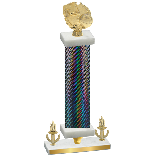 Premium Single Black Carbon Fiber Victory Basketball Trophy