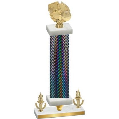 Premium Single Black Carbon Fiber Victory Basketball Trophy