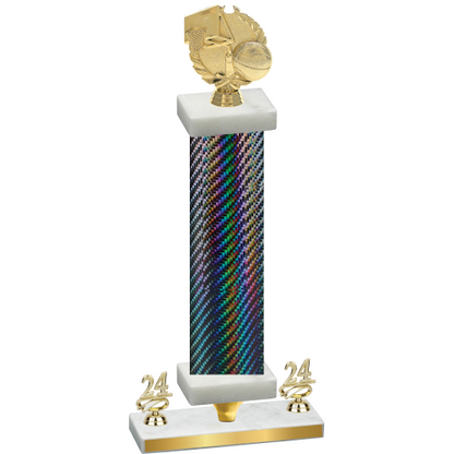 Premium Single Black Carbon Fiber Year Basketball Trophy
