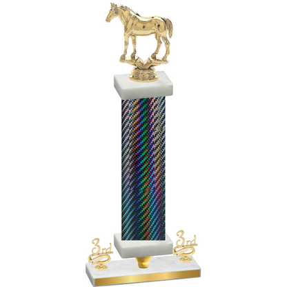 Premium Single Black Carbon Fiber Third Place Horses Trophy