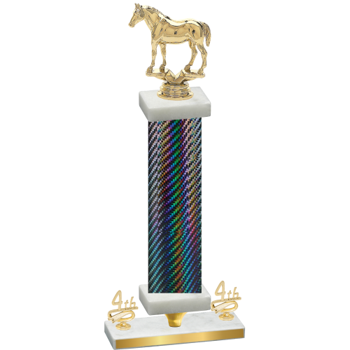 Premium Single Black Carbon Fiber Fourth Place Horses Trophy