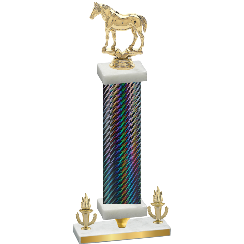 Premium Single Black Carbon Fiber Victory Horses Trophy