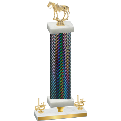 Premium Single Black Carbon Fiber First Place Horses Trophy