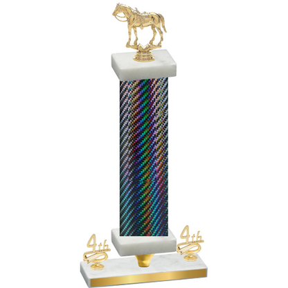 Premium Single Black Carbon Fiber Fourth Place Horses Trophy