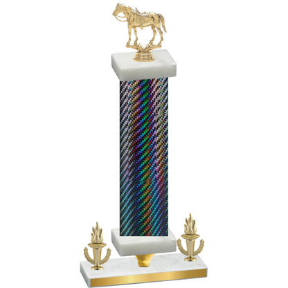 Premium Single Black Carbon Fiber Victory Horses Trophy