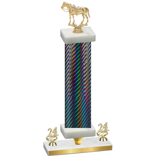 Premium Single Black Carbon Fiber Year Horses Trophy