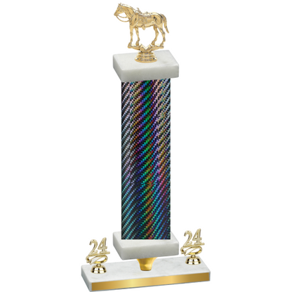 Premium Single Black Carbon Fiber Year Horses Trophy