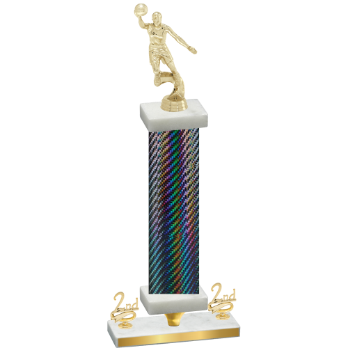 Premium Single Black Carbon Fiber Second Place Basketball Trophy