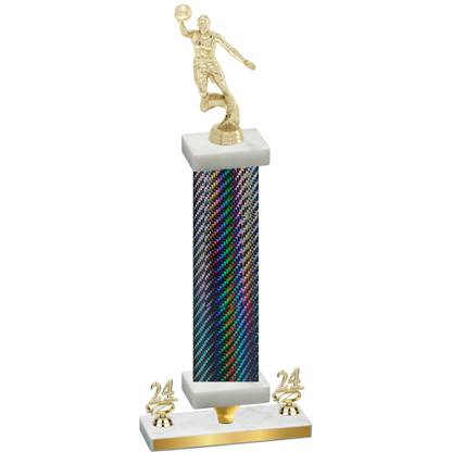 Premium Single Black Carbon Fiber Year Basketball Trophy