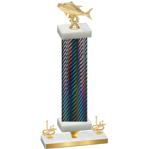 Premium Single Black Carbon Fiber First Place Fishing Trophy