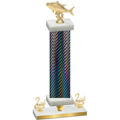 Premium Single Black Carbon Fiber Second Place Fishing Trophy