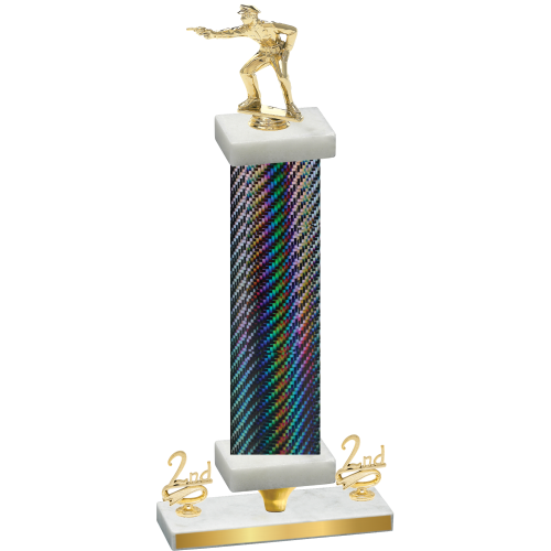 Premium Single Black Carbon Fiber Second Place Shooter Trophy