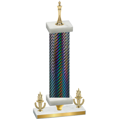 Premium Single Black Carbon Fiber Victory Chess Trophy