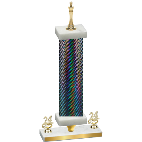 Premium Single Black Carbon Fiber Year Chess Trophy