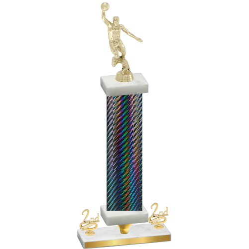 Premium Single Black Carbon Fiber Second Place Basketball Trophy