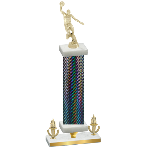 Premium Single Black Carbon Fiber Victory Basketball Trophy