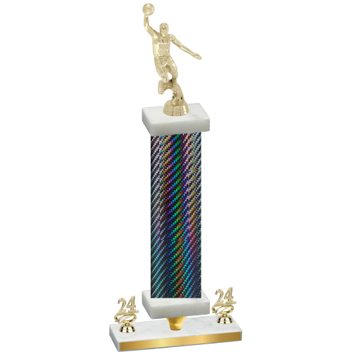 Premium Single Black Carbon Fiber Year Basketball Trophy