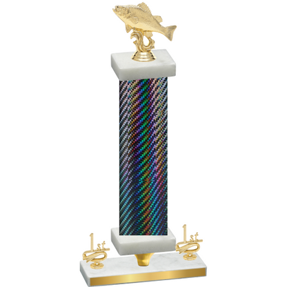 Premium Single Black Carbon Fiber First Place Fishing Trophy
