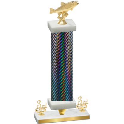 Premium Single Black Carbon Fiber Third Place Fishing Trophy