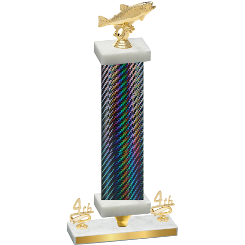 Premium Single Black Carbon Fiber Fourth Place Fishing Trophy