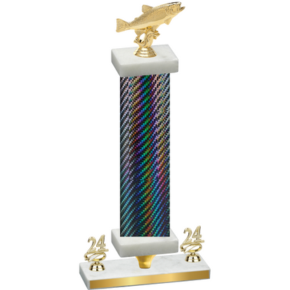 Premium Single Black Carbon Fiber Year Fishing Trophy
