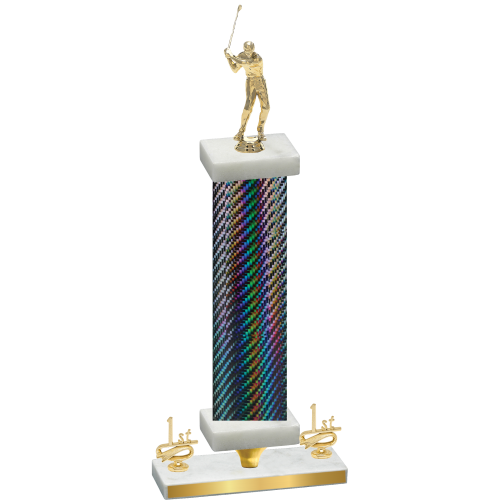 Premium Single Black Carbon Fiber First Place Golf Trophy