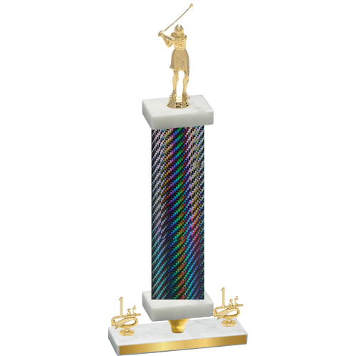Premium Single Black Carbon Fiber First Place Golf Trophy