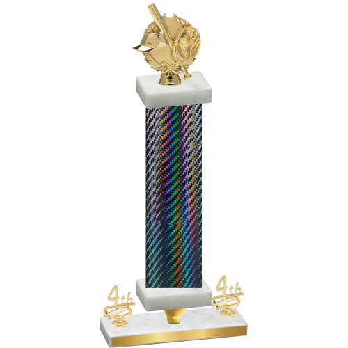 Premium Single Black Carbon Fiber Fourth Place Baseball Trophy