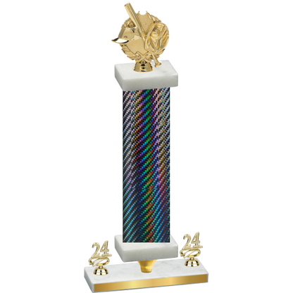 Premium Single Black Carbon Fiber Year Baseball Trophy