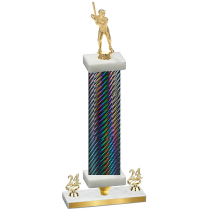 Premium Single Black Carbon Fiber Year Baseball Trophy